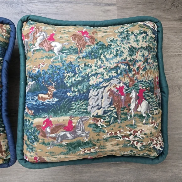 Handmade Equestrian Accent Pillows Set Of 2 Horse Deer Dogs Cabin Farmhouse - Picture 3 of 8